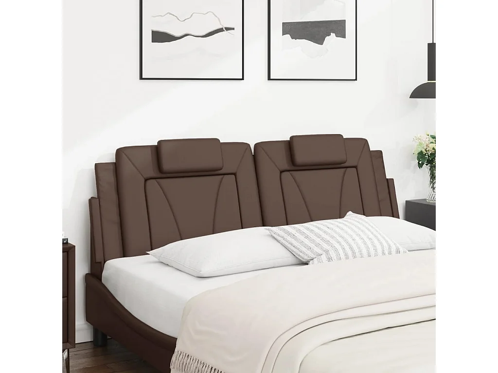 Coussin de tête de lit marron 160 cm similicuir