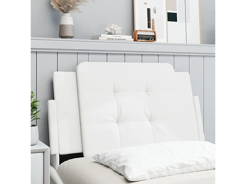 Cabecero de cama acolchado cuero sintético blanco 90 cm