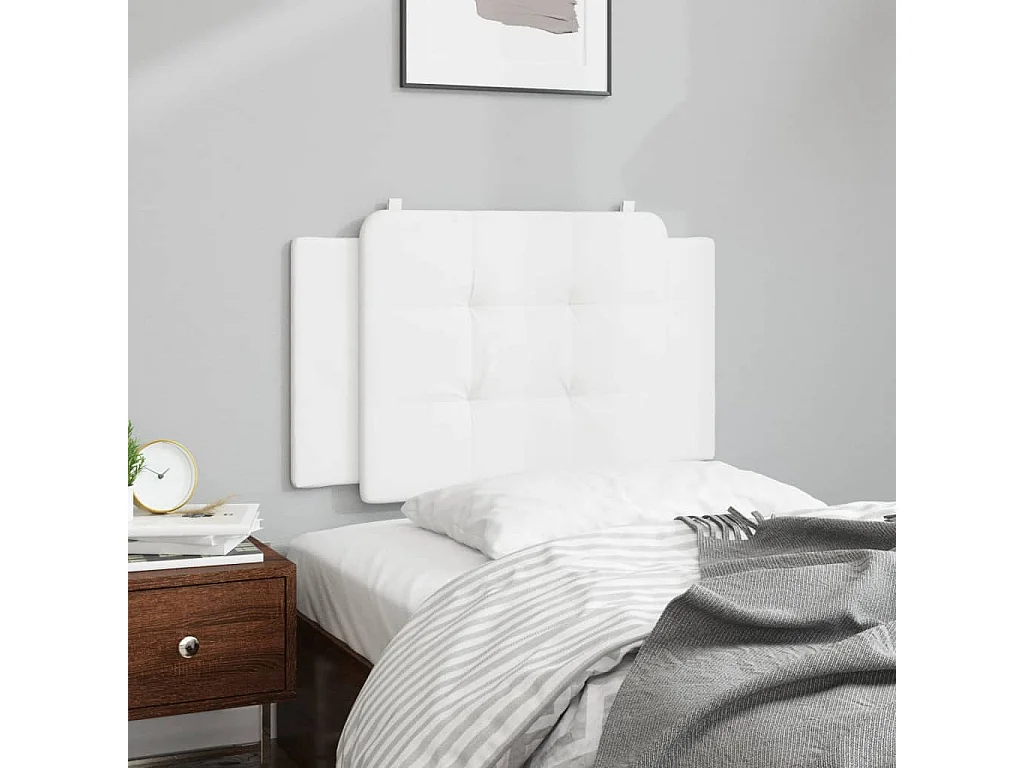 Coussin de tête de lit blanc 90 cm similicuir