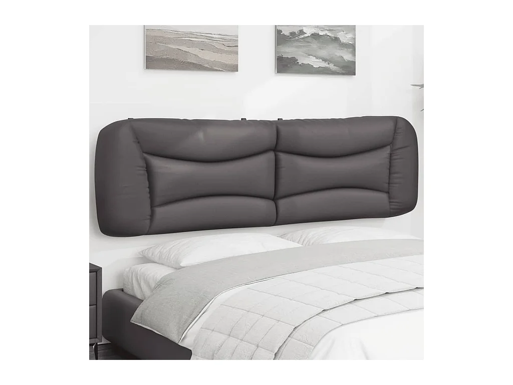 Coussin de tête de lit gris 180 cm similicuir