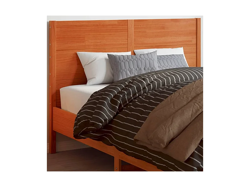 Testiera Marrone Cera 150 cm in Legno Massello di Pino