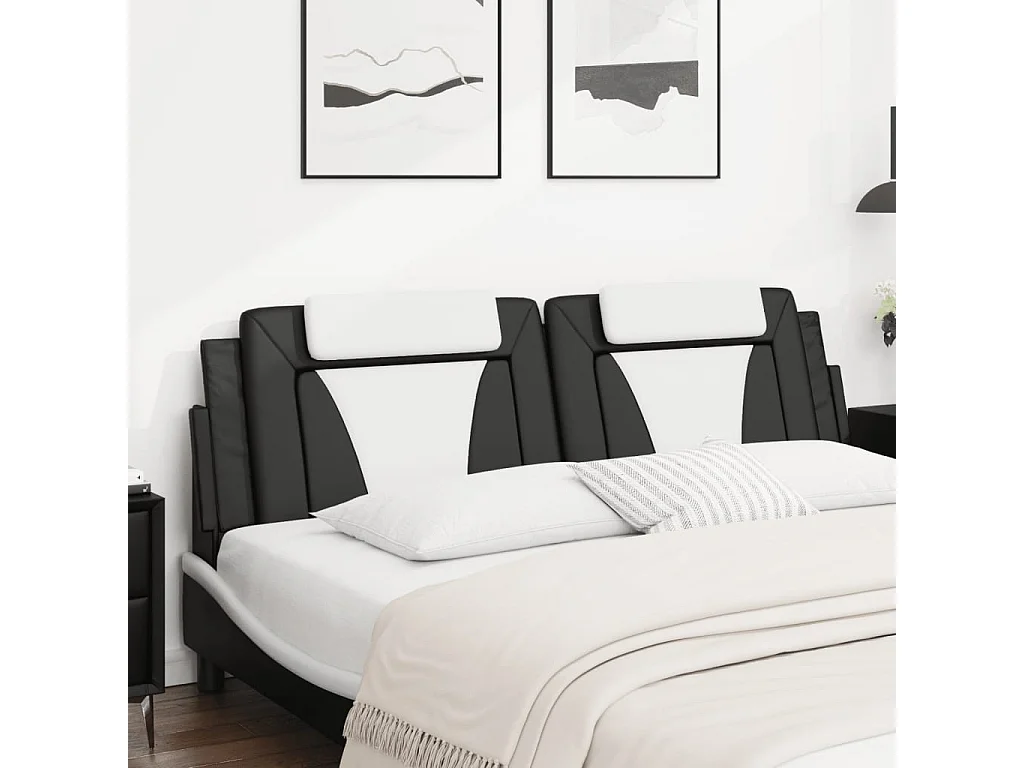 Coussin de tête de lit noir et blanc 180 cm similicuir