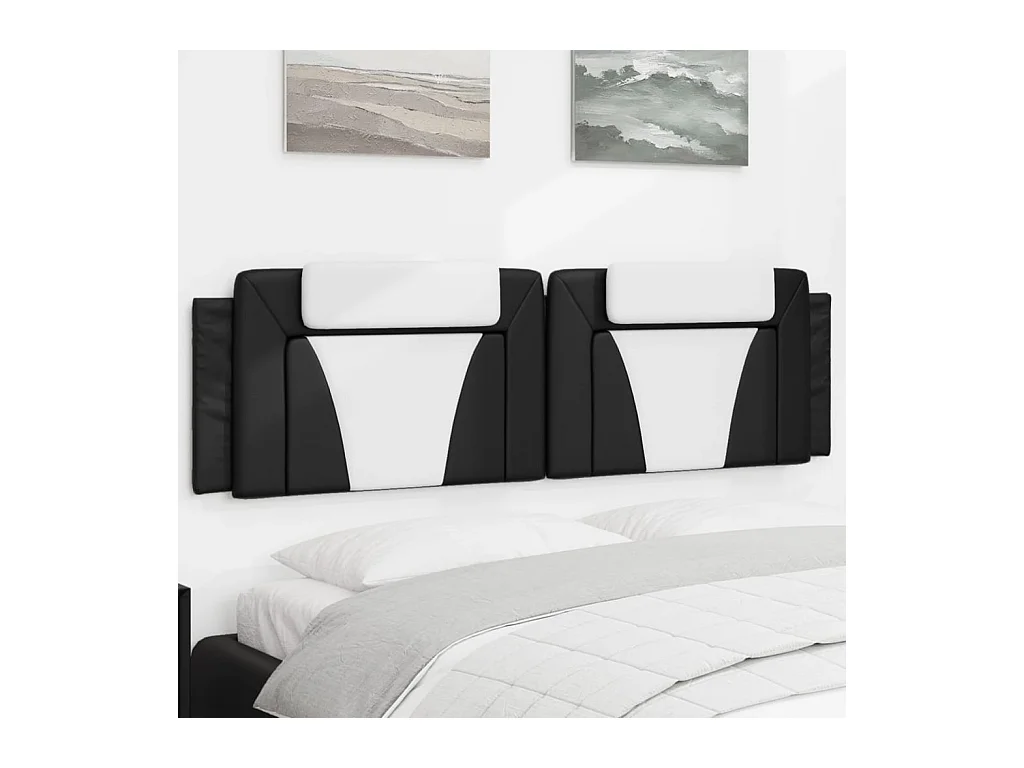 Coussin de tête de lit noir et blanc 180 cm similicuir