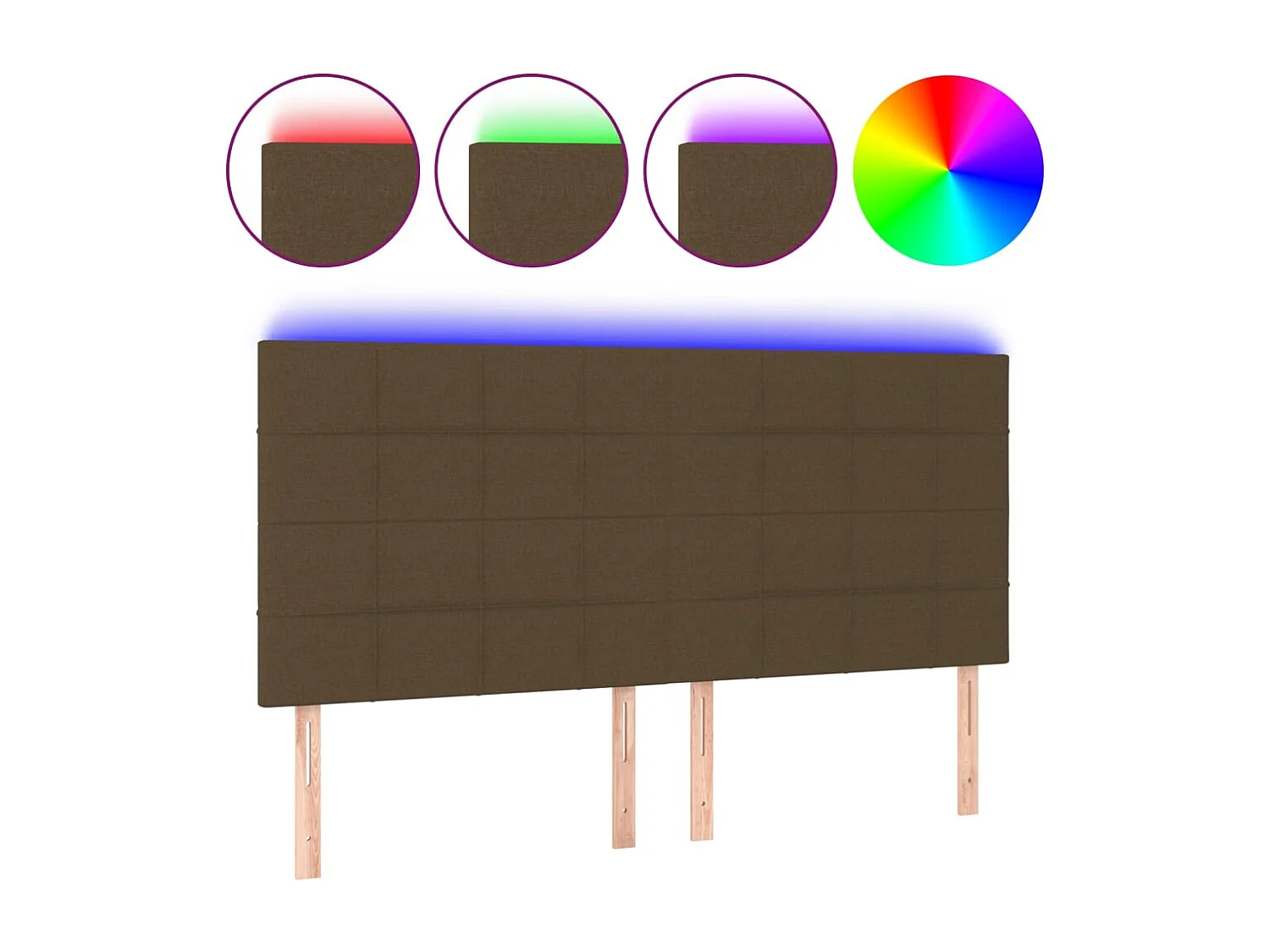 Hoofdbord LED 160x5x118/128 cm stof donkerbruin