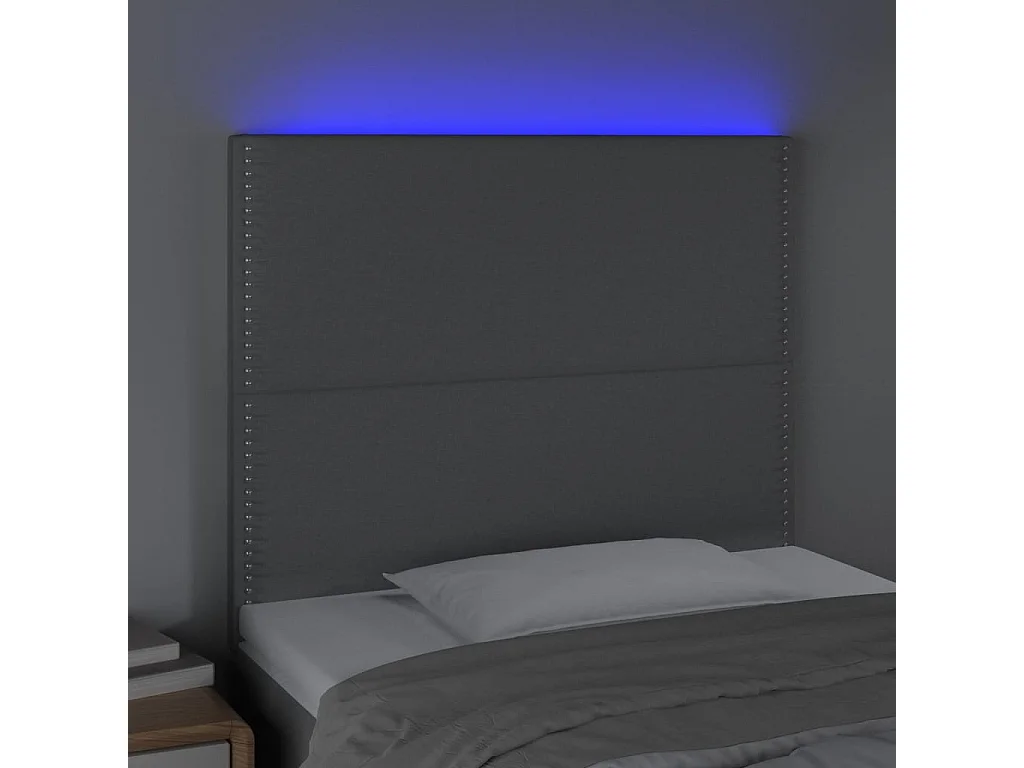 Tête de lit à LED Gris clair 90x5x118/128 cm Tissu