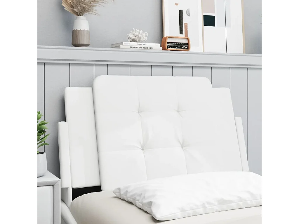 Coussin de tête de lit blanc 80 cm similicuir