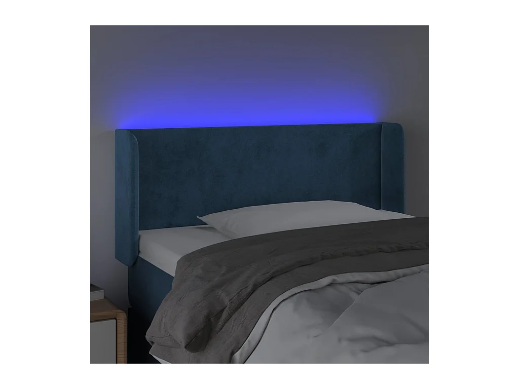 Testiera a LED Blu Scuro 103x16x78/88 cm in Velluto