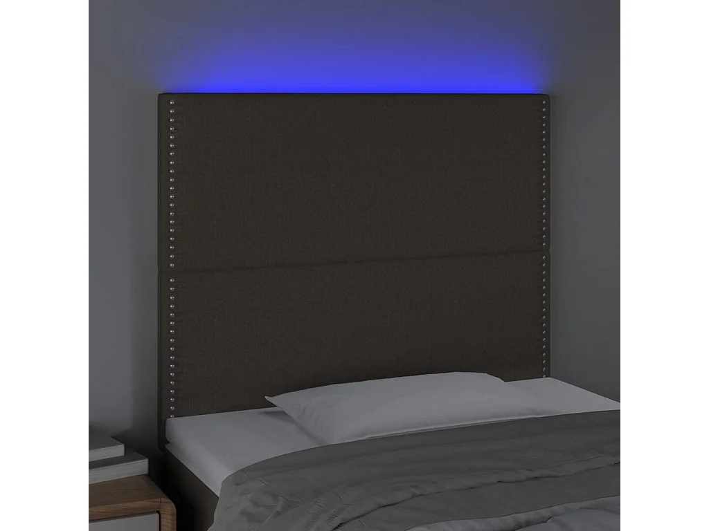 Cabeceira cama c/ LED tecido 90x5x118/128 cm cinza-acastanhado
