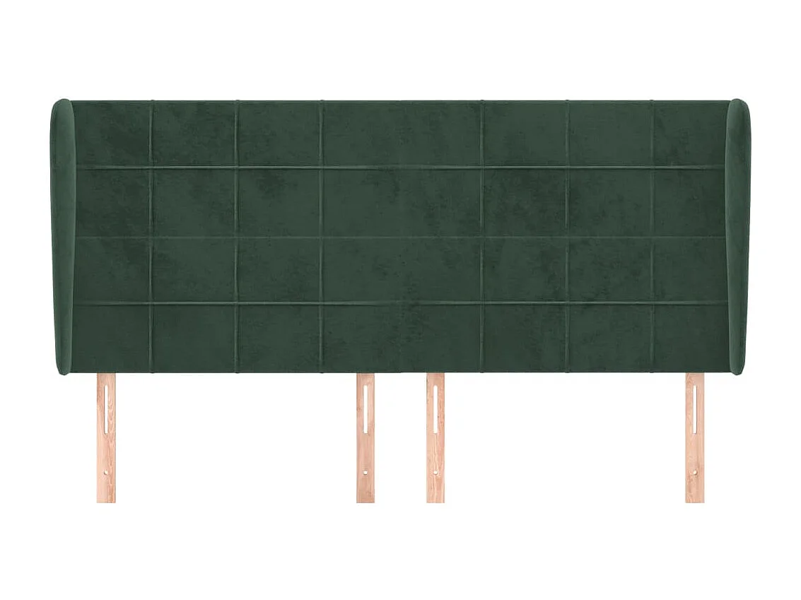 Tête de lit avec oreilles Vert foncé 203x23x118/128 cm Velours