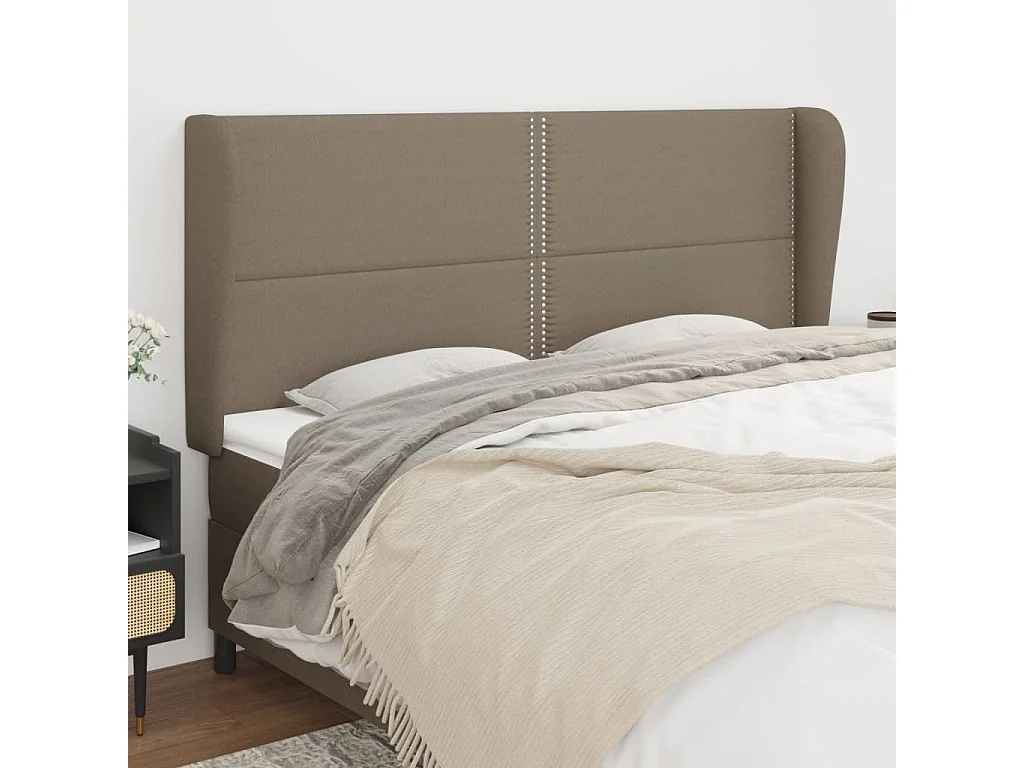 Tête de lit avec oreilles Taupe 183x23x118/128 cm Tissu