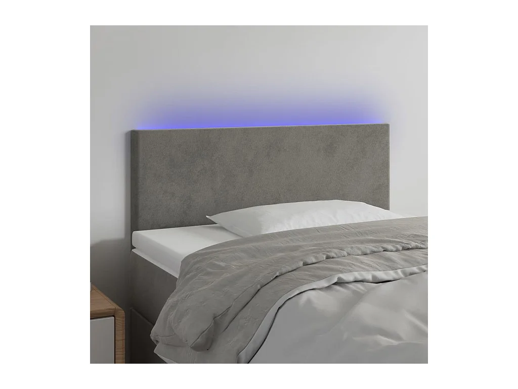 Testiera a LED Grigio Chiaro 100x5x78/88 cm in Velluto