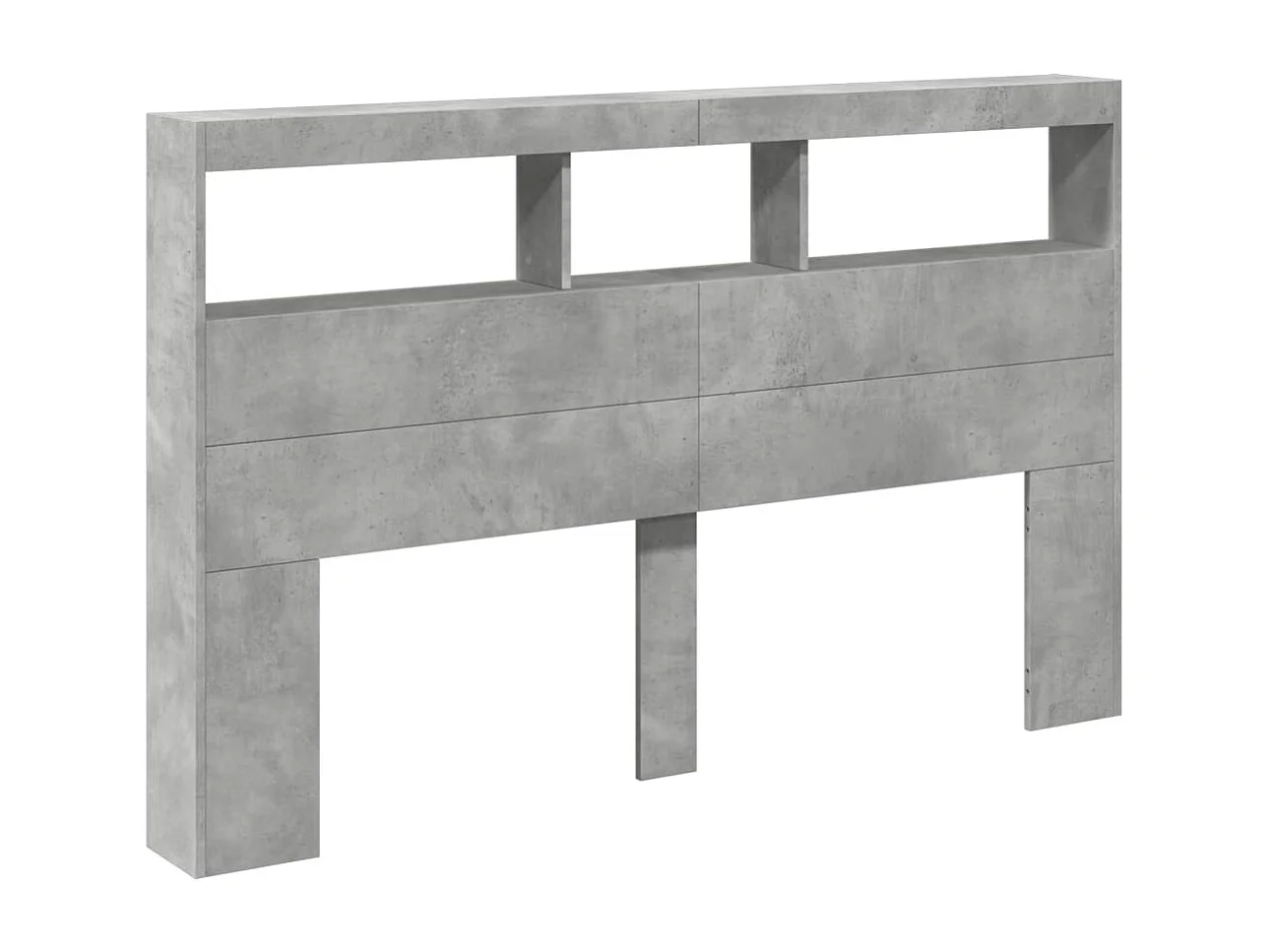 Armoire tête de lit avec LED gris béton 160x17x102 cm