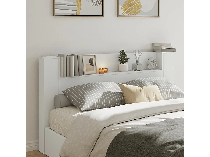 Armoire tête de lit avec LED blanc 180x16,5x103,5 cm