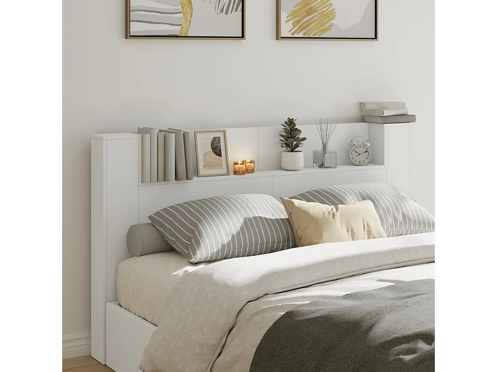 Armoire tête de lit avec LED blanc 180x16,5x103,5 cm