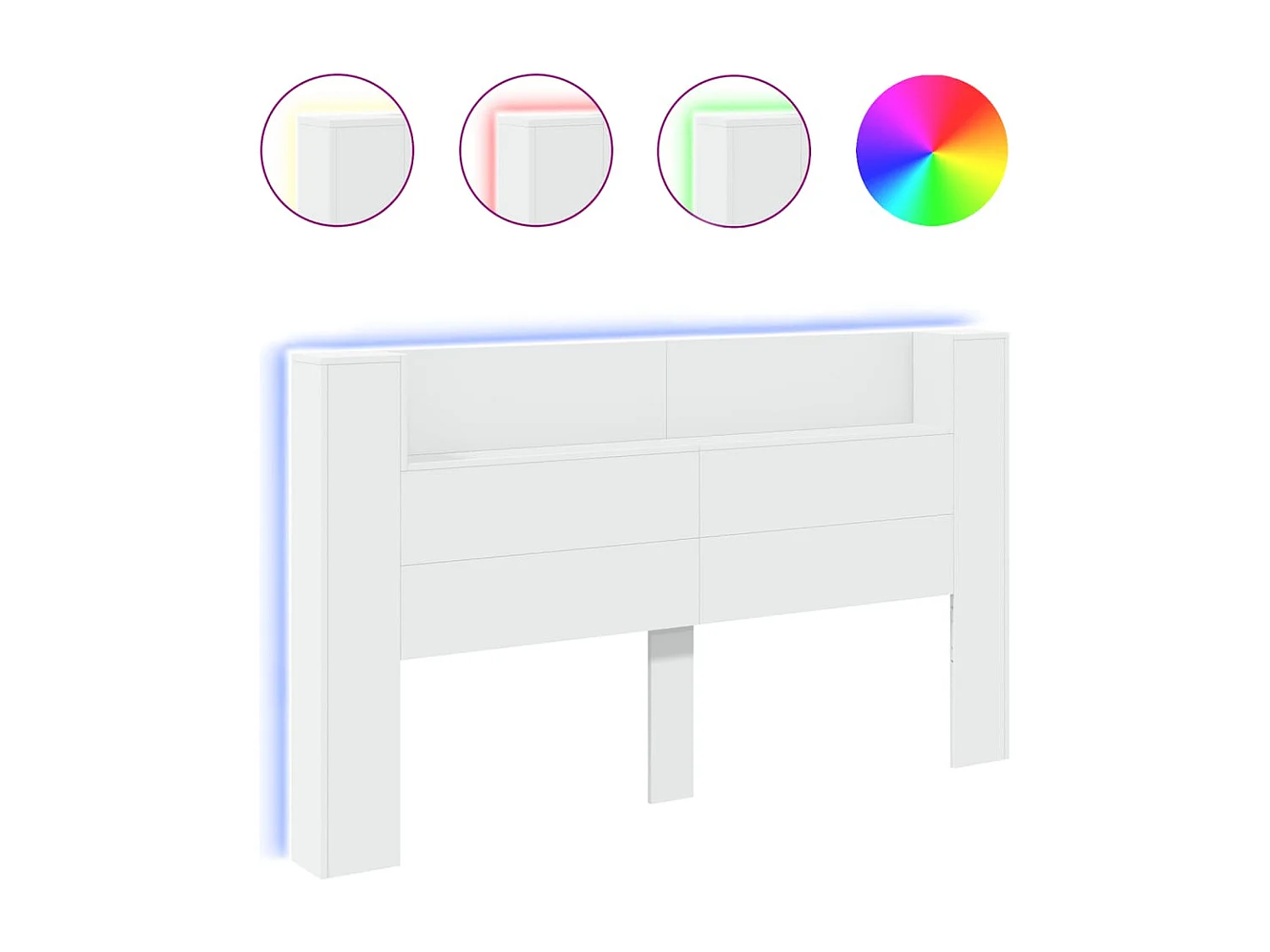 Hoofdbordkast met LED-verlichting 180x16,5x103,5 cm wit