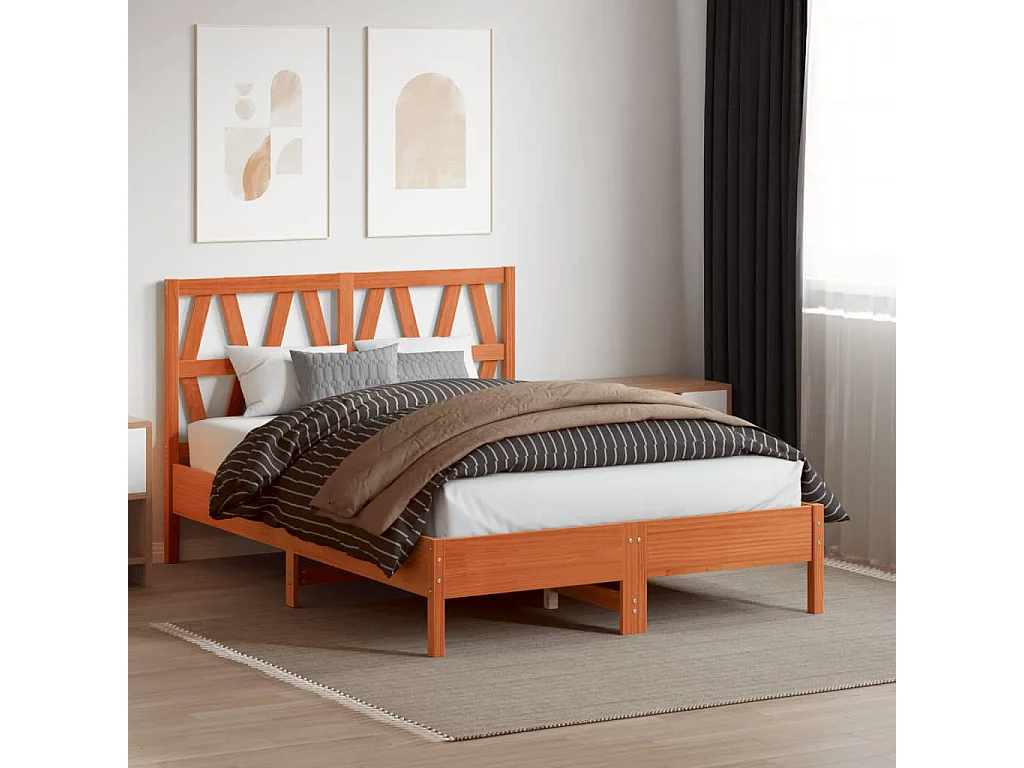 Tête de lit cire marron 160 cm bois massif de pin