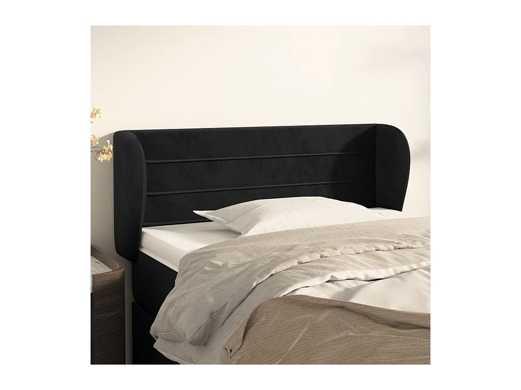 Kopfteil mit Ohren Schwarz 83x23x78/88 cm Samt