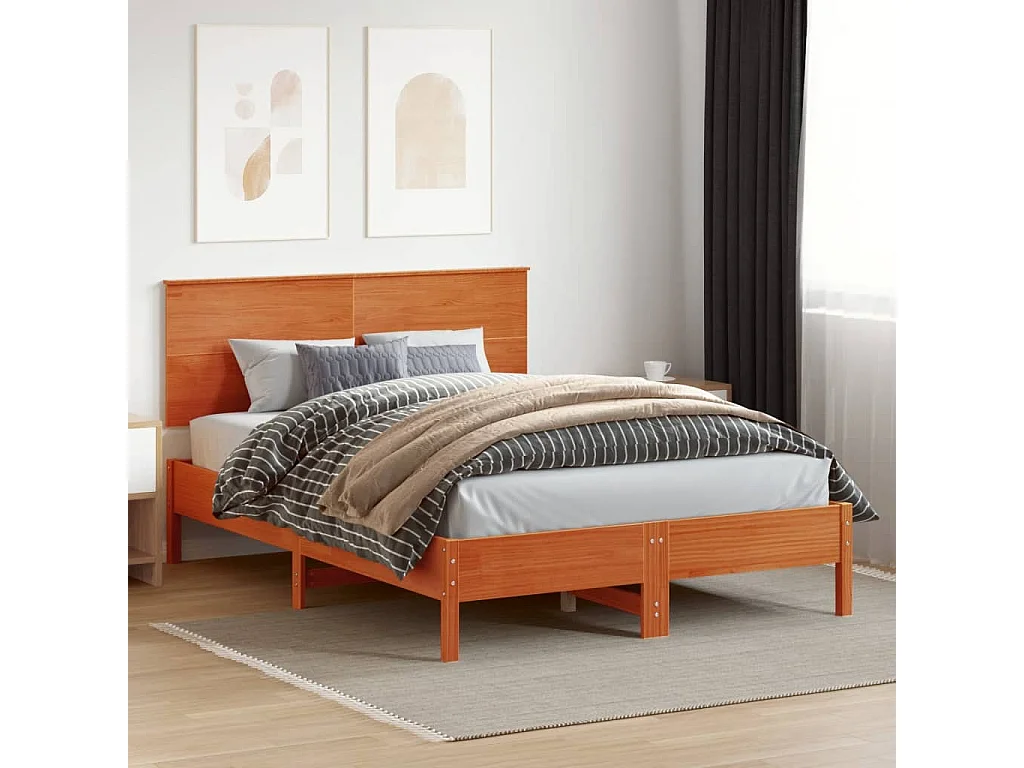 Tête de lit cire marron 160 cm bois massif de pin