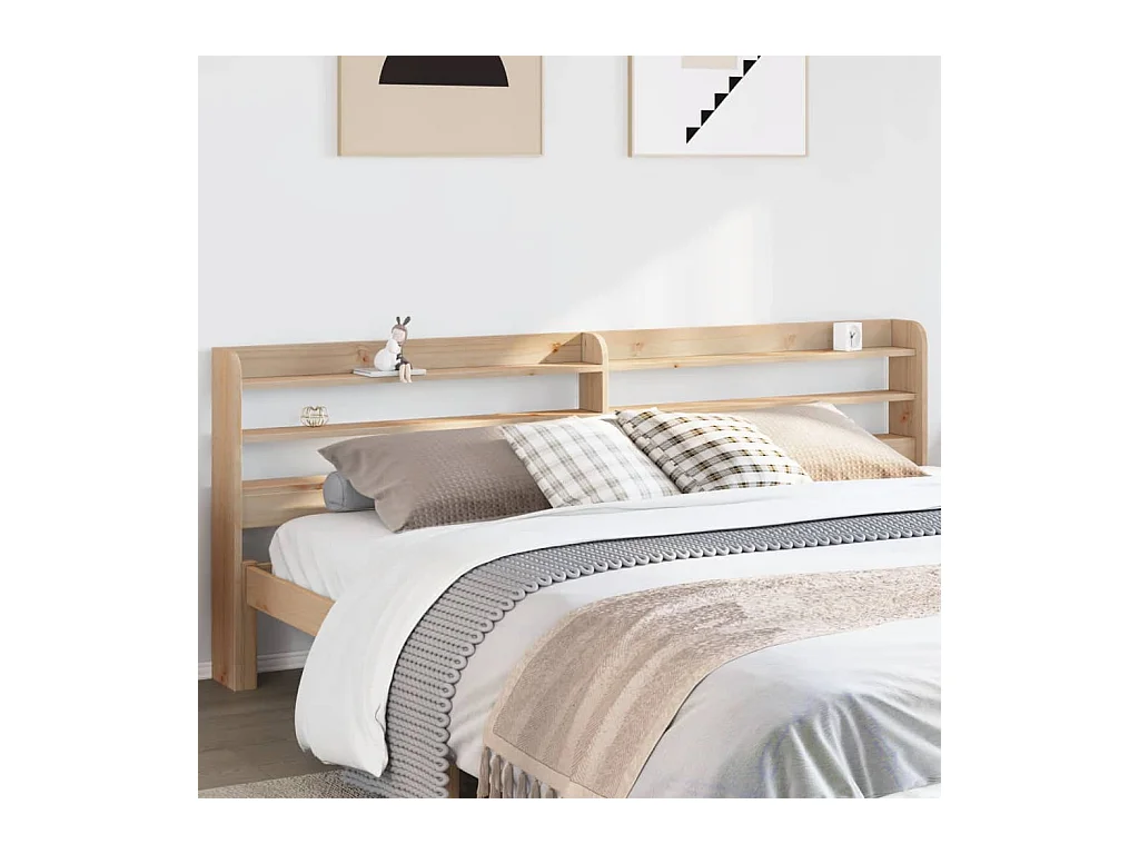 Tête de lit avec étagères 180 cm bois massif de pin