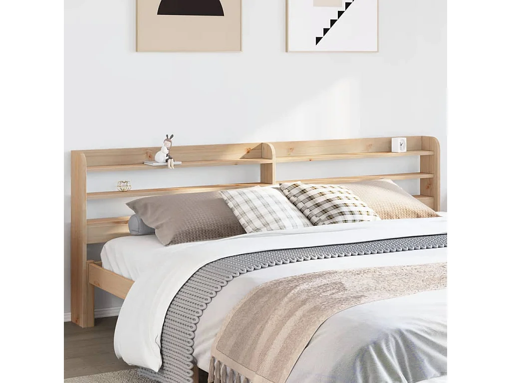 Cabecero de cama con estantes madera maciza de pino 180 cm
