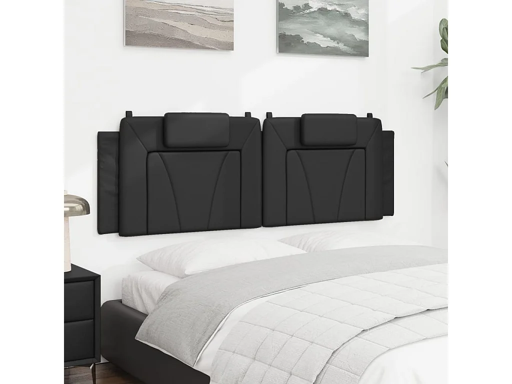 Cabecero de cama acolchado cuero sintético negro 160 cm
