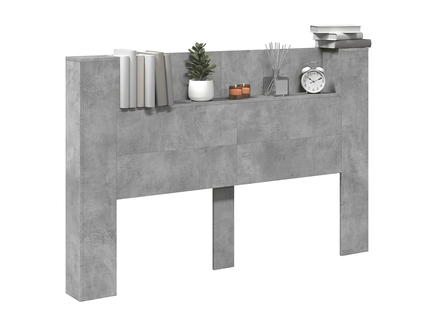 Armoire tête de lit avec LED gris béton 160x16,5x103,5 cm