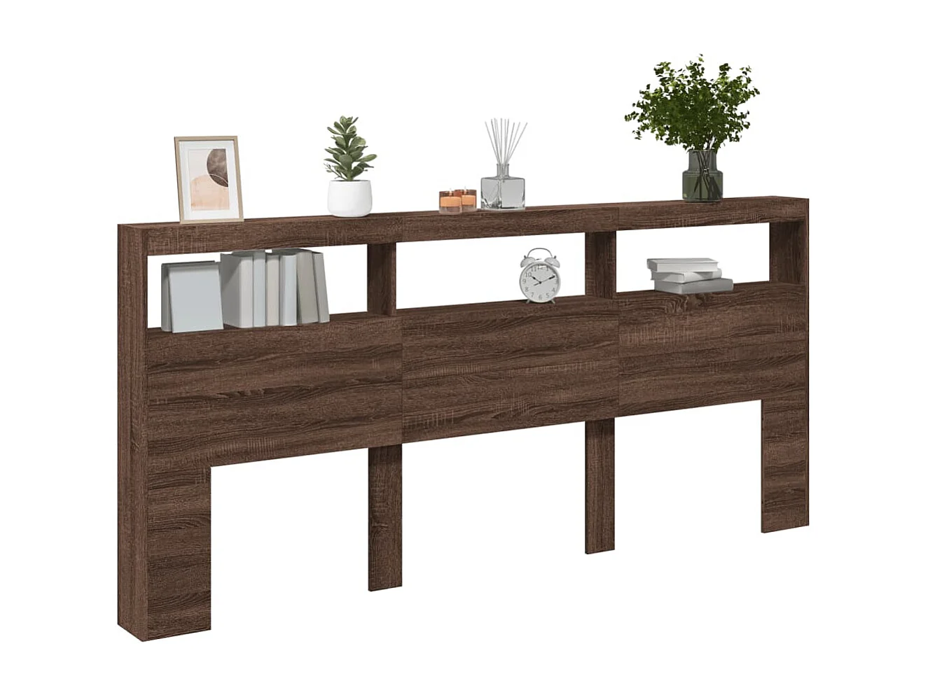 Armoire tête de lit avec LED chêne marron 220x17x102 cm