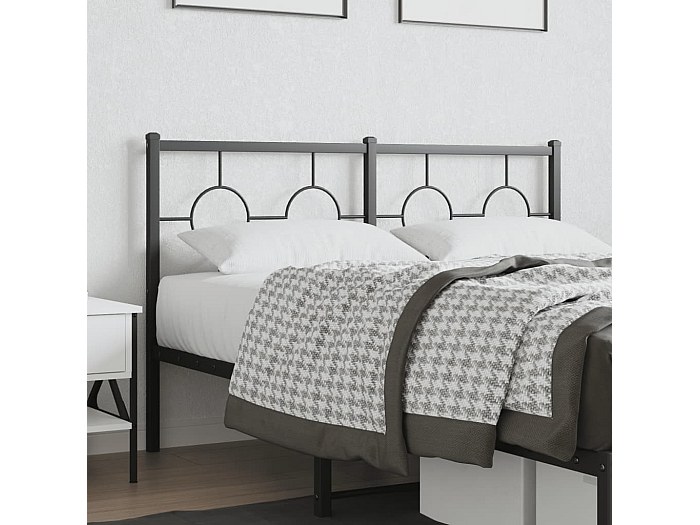 Testiera Letto In Metallo Nero VidaXL 140 Cm - Struttura In Acciaio Verniciato, Gambe Robuste, Per Letti Con Tubi Quadrati