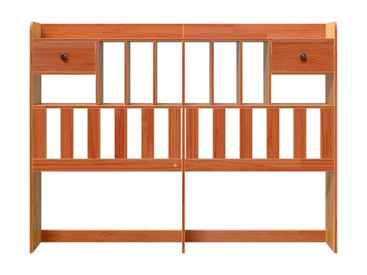 Tête de lit avec rangement cire marron 150cm bois massif de pin