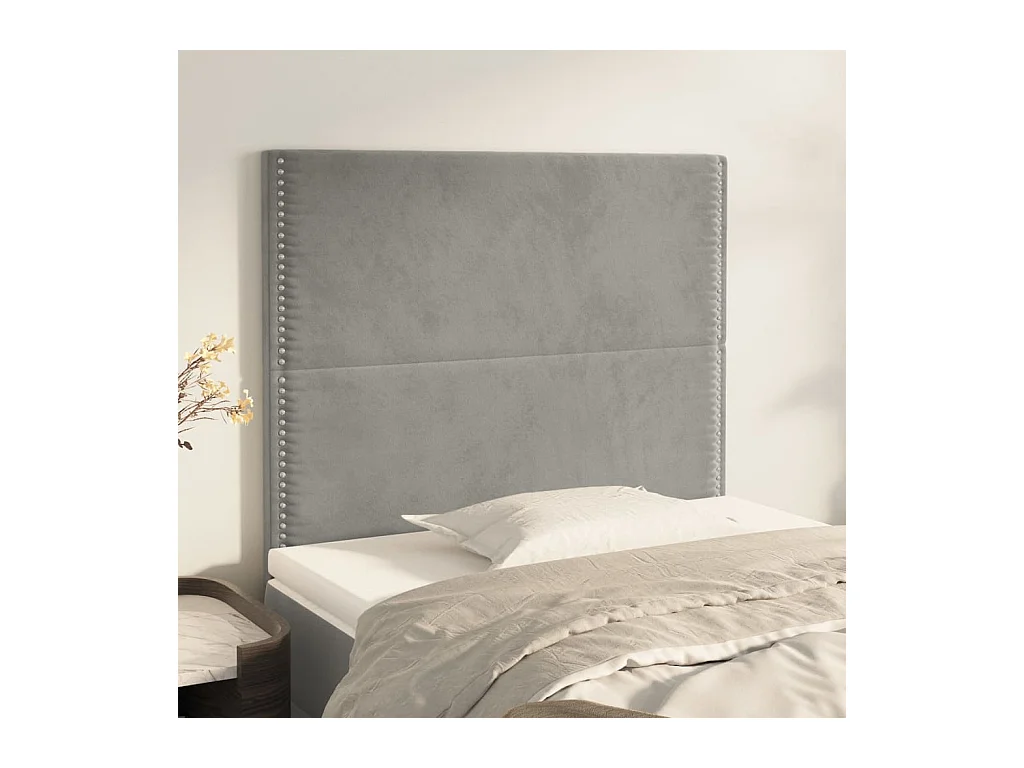 Têtes de lit 2 pcs Gris clair 80x5x78/88 cm Velours