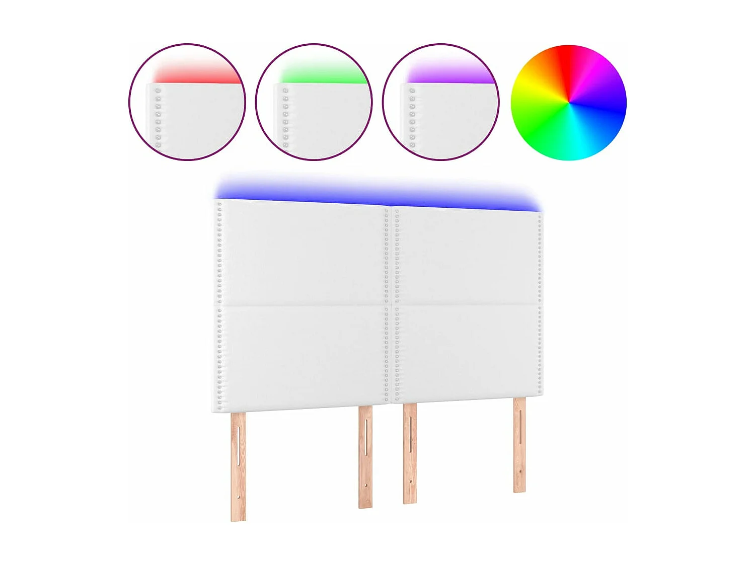 LED Kopfteil Weiß 144x5x118/128 cm Kunstleder