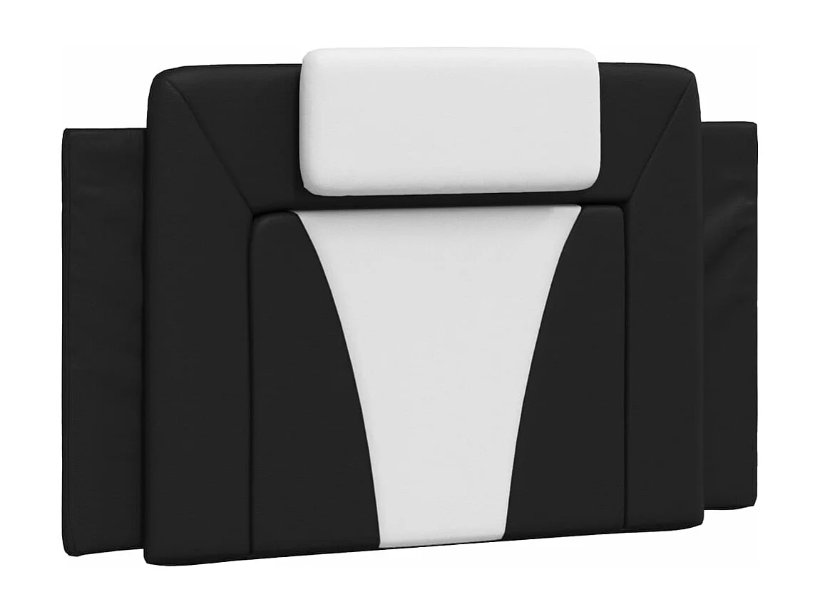 Cabecero de cama acolchado cuero sintético negro y blanco 80 cm