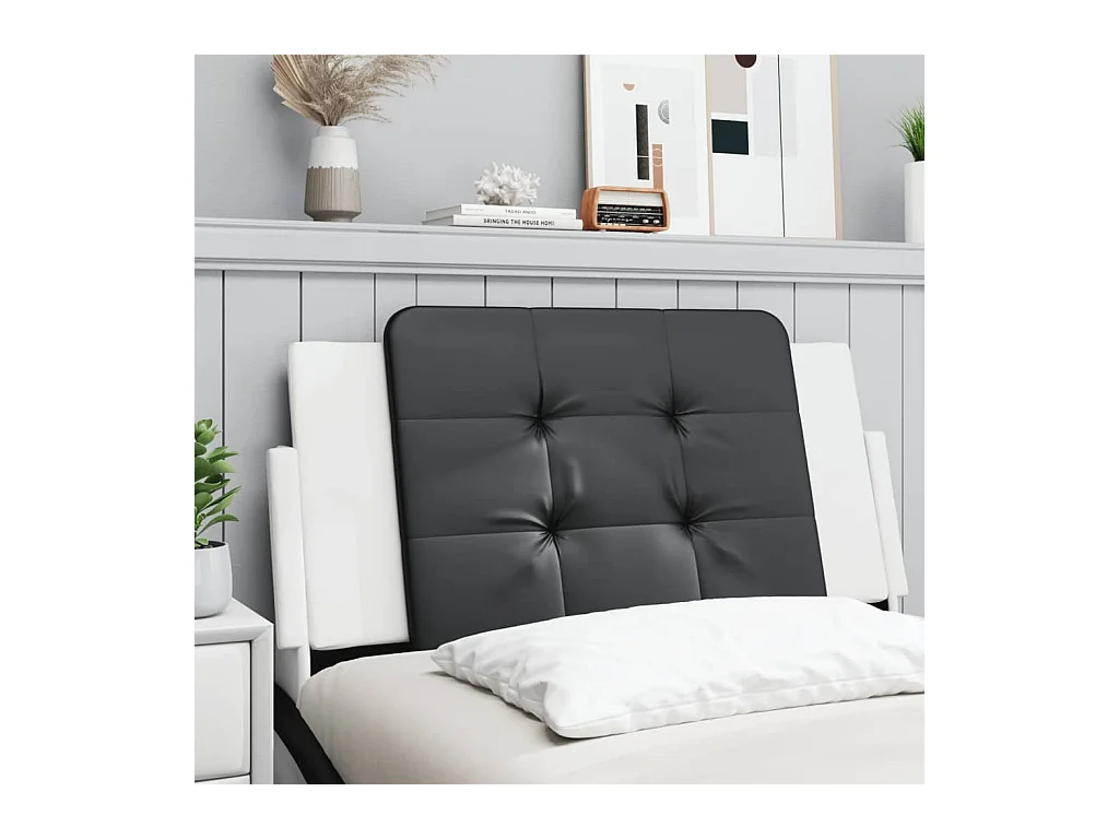 Coussin de tête de lit noir et blanc 100 cm similicuir