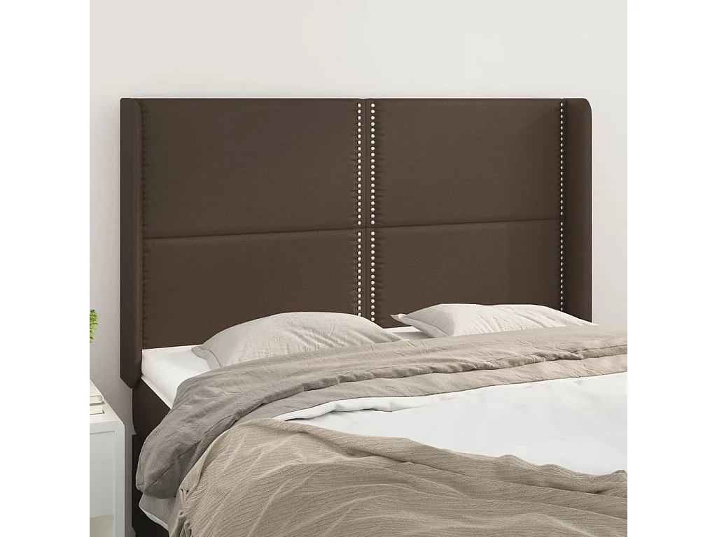 Testiera ad Orecchio Marrone 147x16x118/128 cm in Similpelle