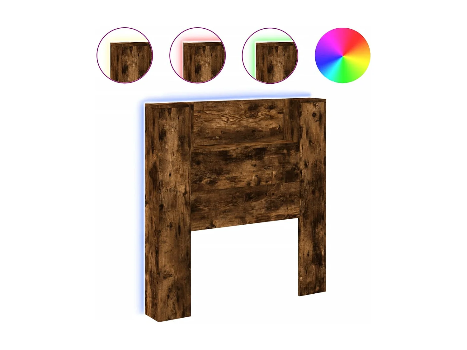 Armoire tête de lit avec LED chêne fumé 100x16,5x103,5 cm