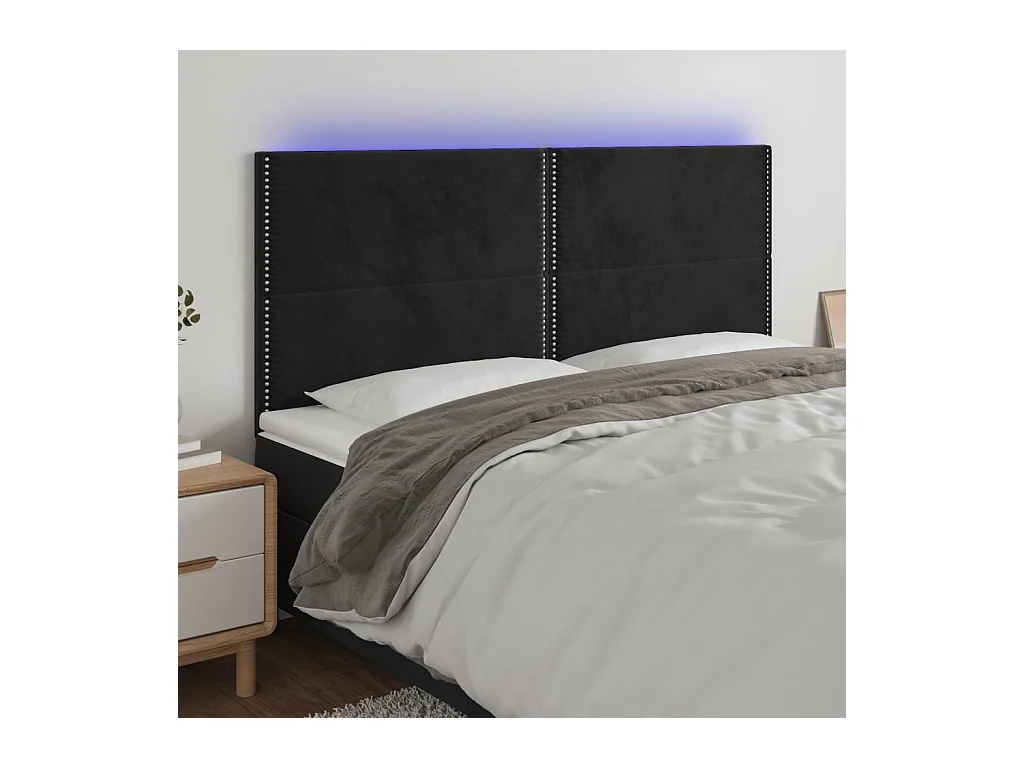 LED Kopfteil Schwarz 160x5x118/128 cm Samt