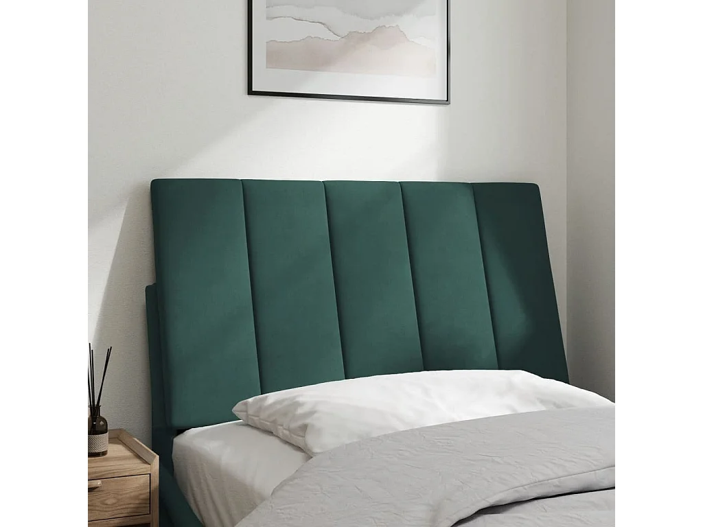 Cabecero de cama acolchado terciopelo verde oscuro 80 cm