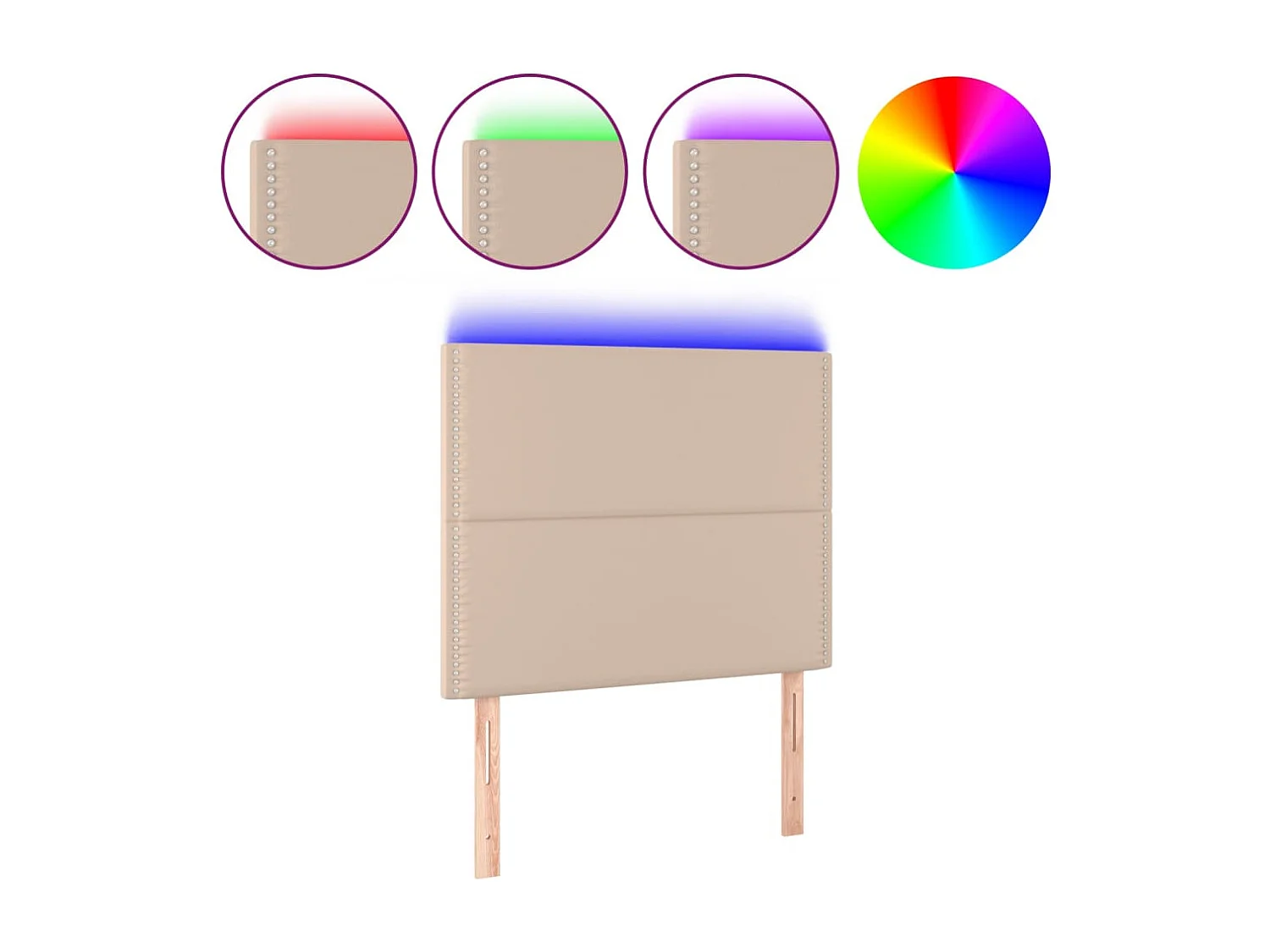 LED Kopfteil Cappuccino-Braun 80x5x118/128 cm Kunstleder