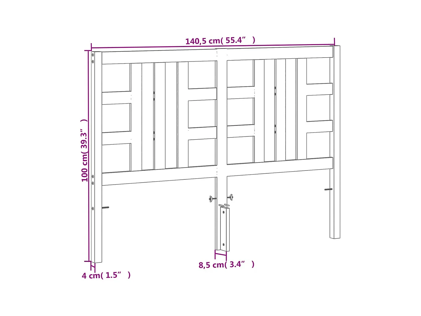 Tête de lit cire marron 135 cm bois massif de pin