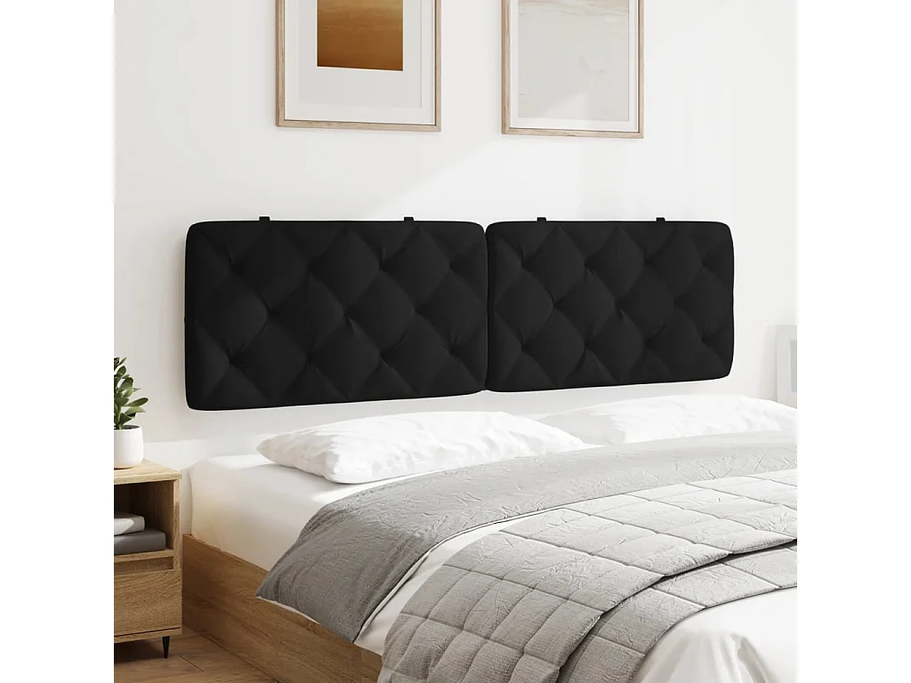 Coussin de tête de lit noir 180 cm velours