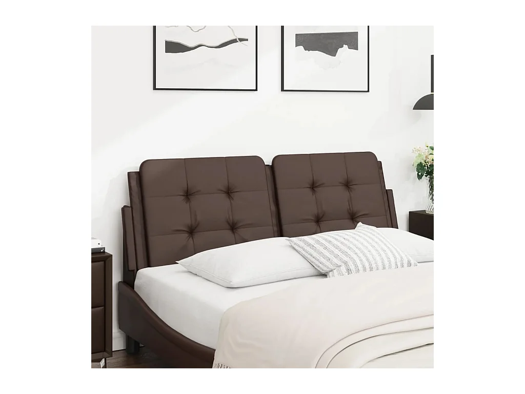 Coussin de tête de lit marron 120 cm similicuir
