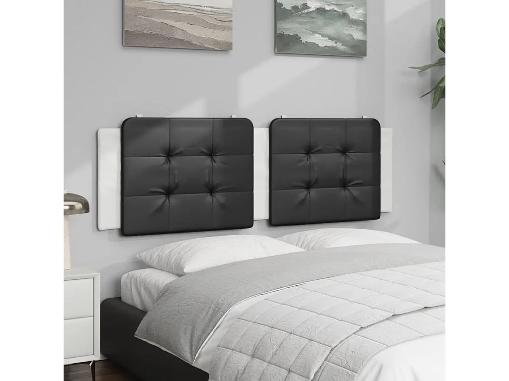 Kopfteil-Kissen Schwarz und Weiß 160 cm Kunstleder