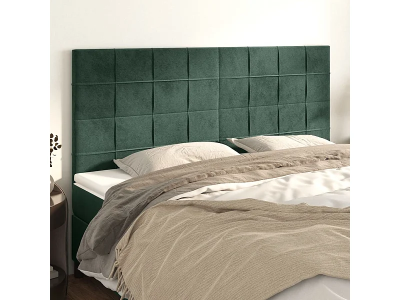 Têtes de lit 4 pcs Vert foncé 100x5x78/88 cm Velours