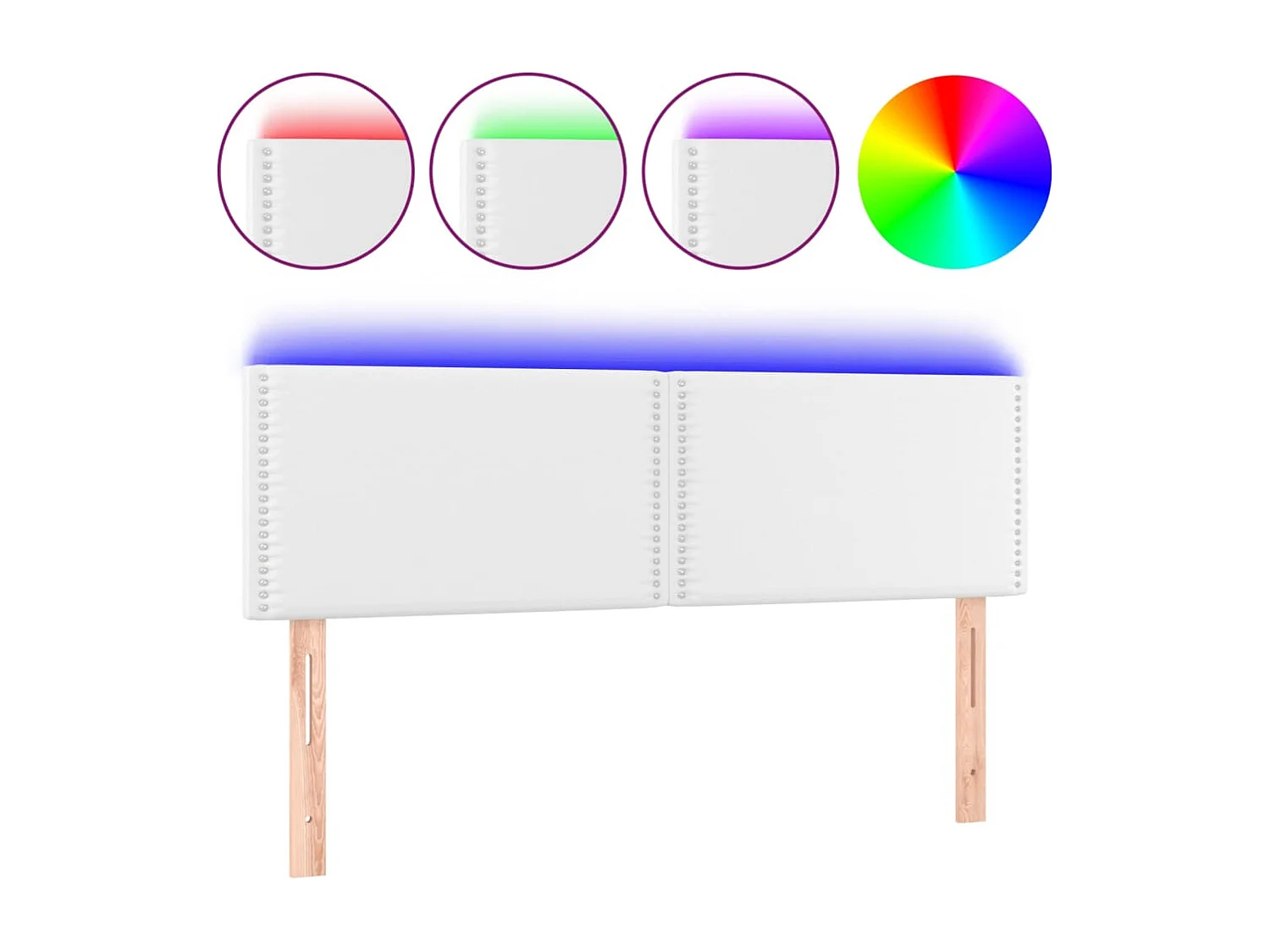 Cabeceira de cama c/ LED couro artificial 144x5x78/88 cm branco