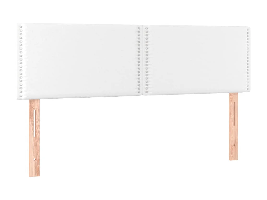 Cabeceira de cama c/ LED couro artificial 144x5x78/88 cm branco