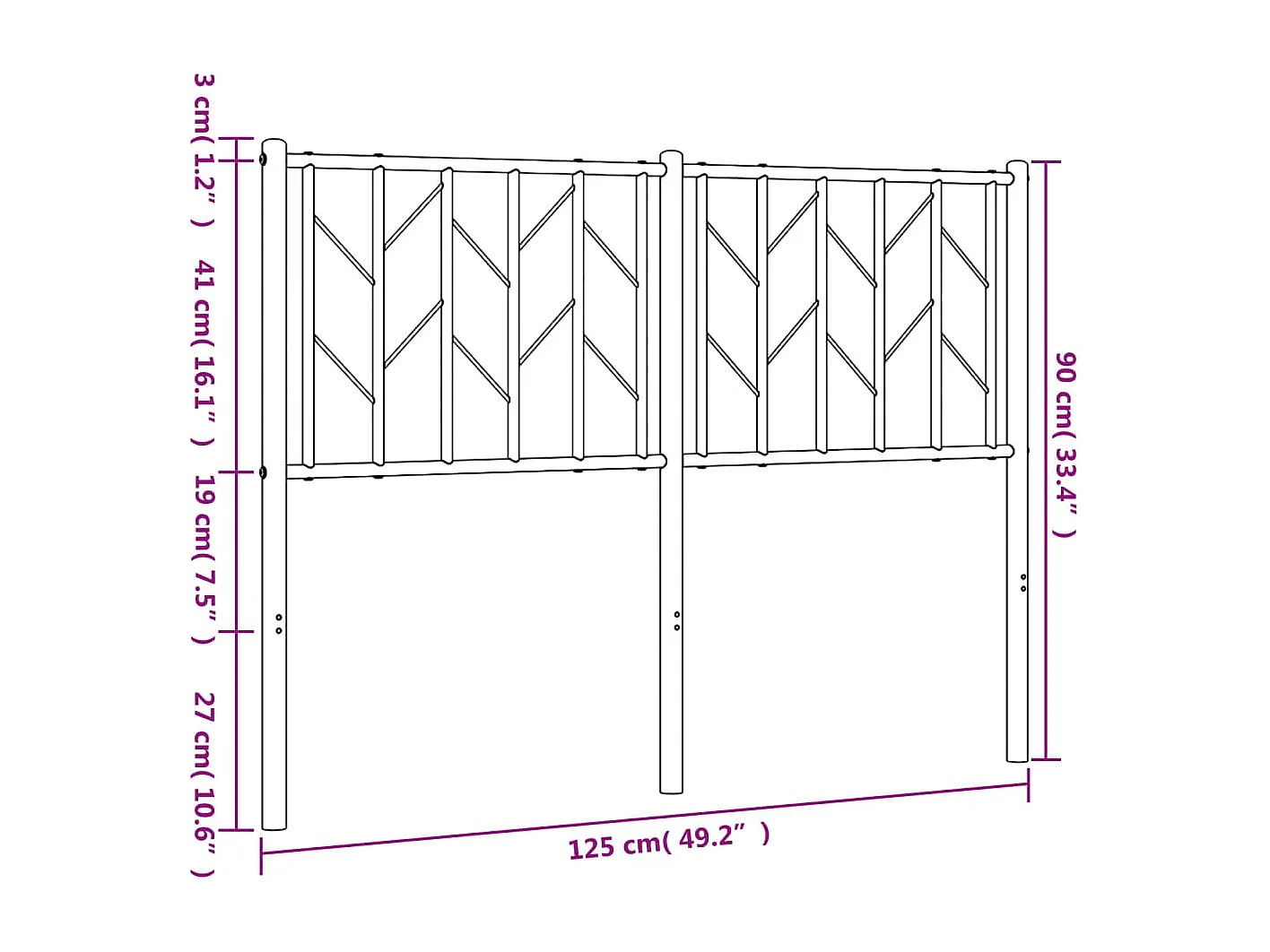Tête de lit métal blanc 120 cm