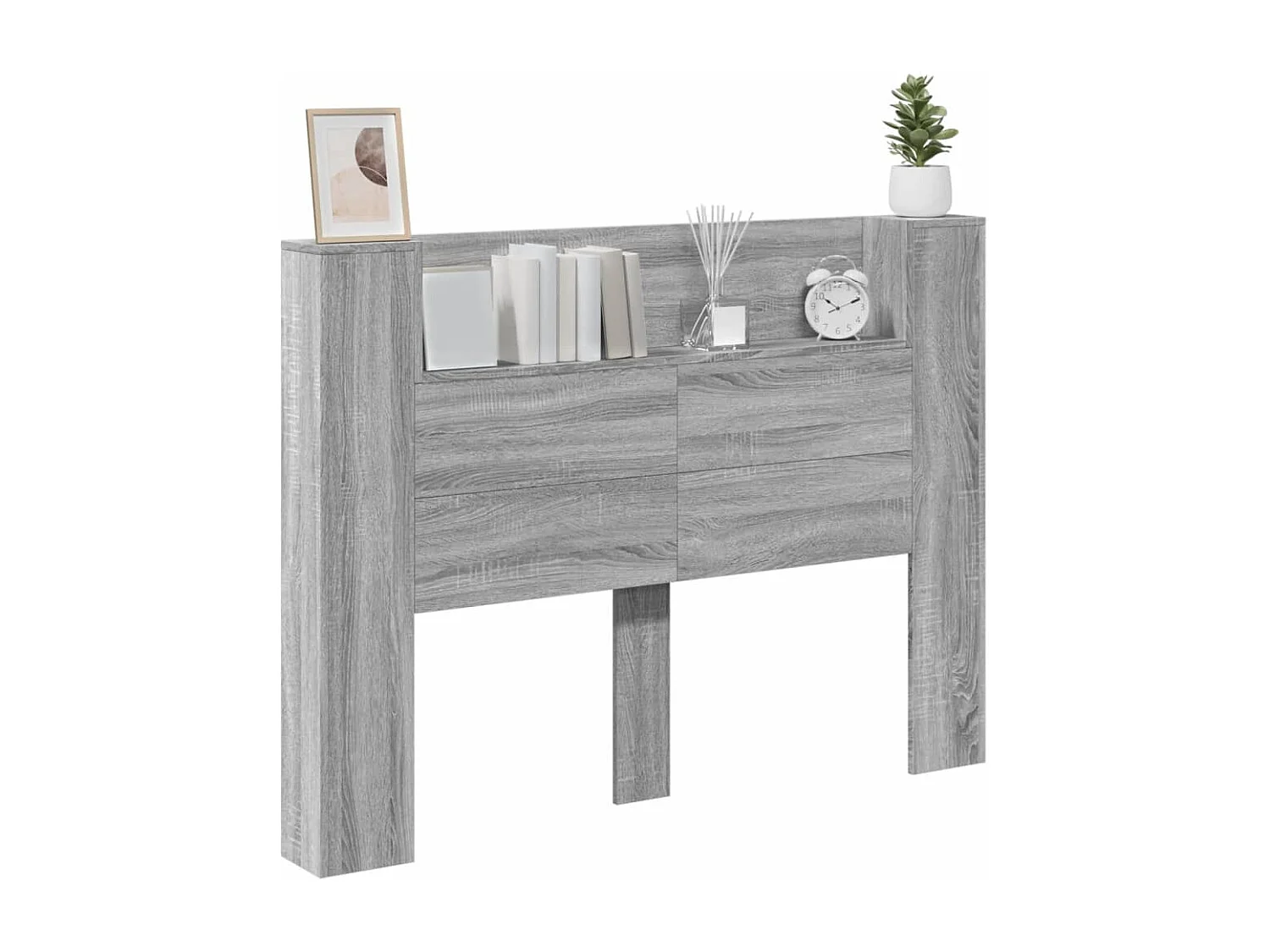 Armoire tête de lit avec LED sonoma gris 140x16,5x103,5 cm