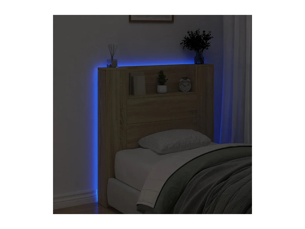 Hoofdbordkast met LED 100x16,5x103,5 cm sonoma eikenkleurig