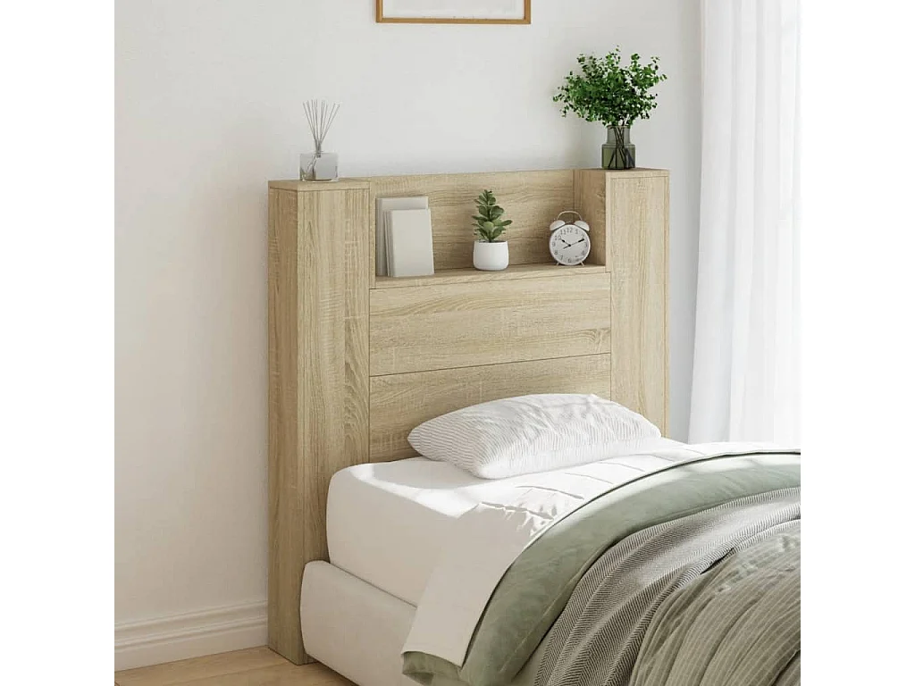 Armoire tête de lit avec LED chêne sonoma 100x16,5x103,5 cm