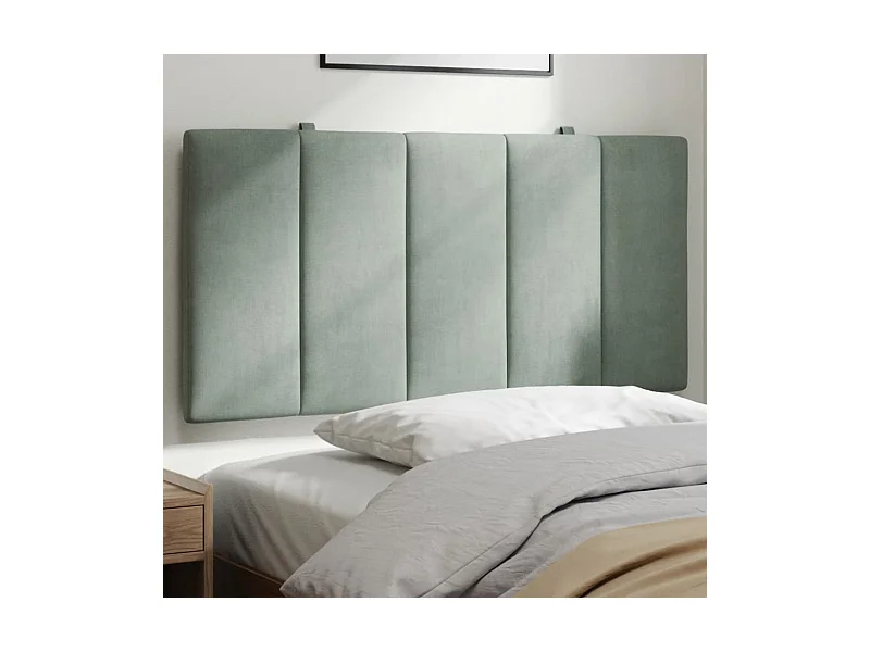 Coussin de tête de lit gris clair 100 cm velours